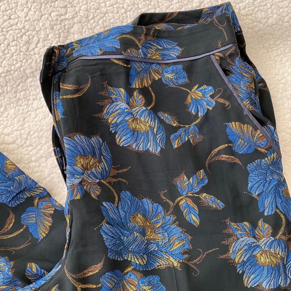 Topshop Blue Floral Print Satin-Trimmed Trousers - Picture 3 of 7